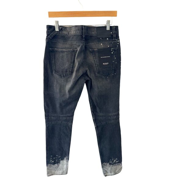 Hudson The Blinder Biker Moto Skinny Denim Jeans Charcoal Black Size 30 - Picture 2 of 8
